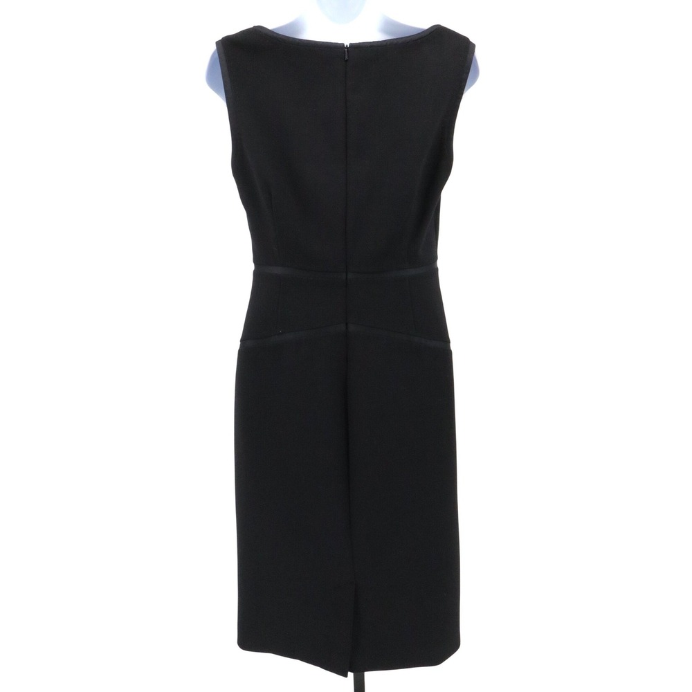 Tory Burch Satin Trim Wool Blend Sleeveless Sheath Work Cocktail Dress Black 4 - Picture 3 of 9